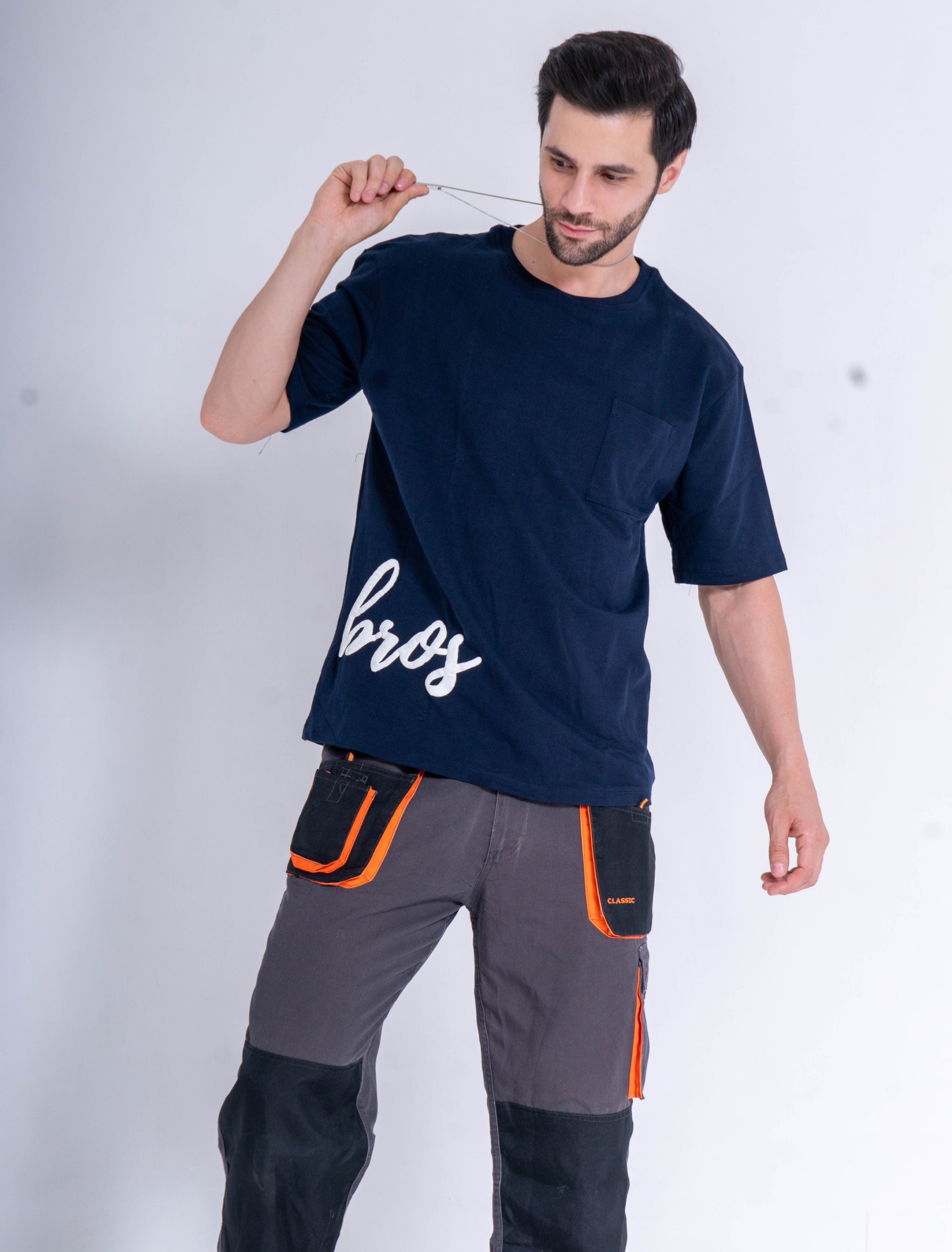 NAVY TWO BROS T-SHIRT